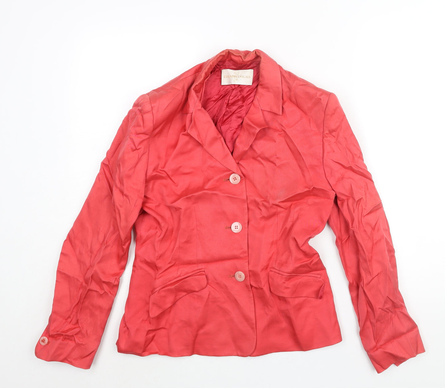 Country Casuals Womens Red Viscose Jacket Blazer Size 10