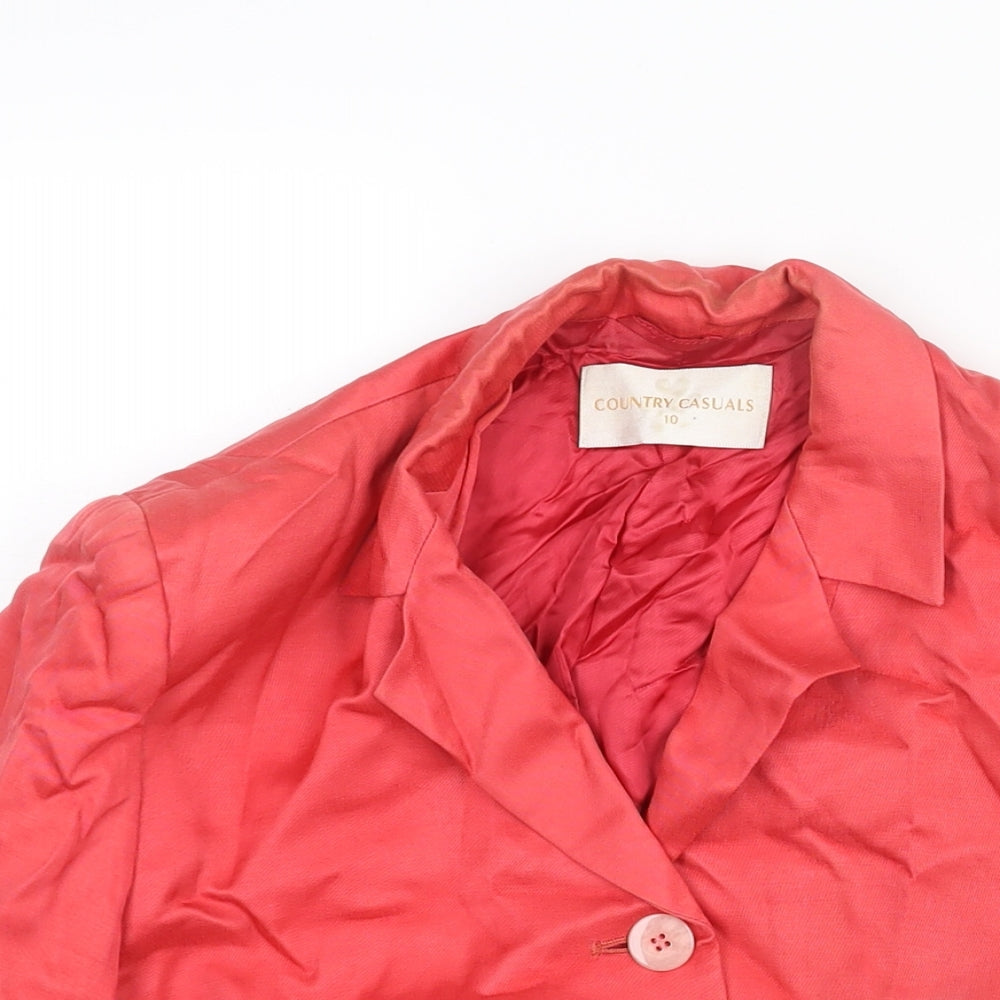 Country Casuals Womens Red Viscose Jacket Blazer Size 10