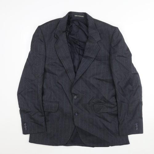 Benjamin Simon Mens Blue Striped Wool Jacket Suit Jacket Size 40 Regular