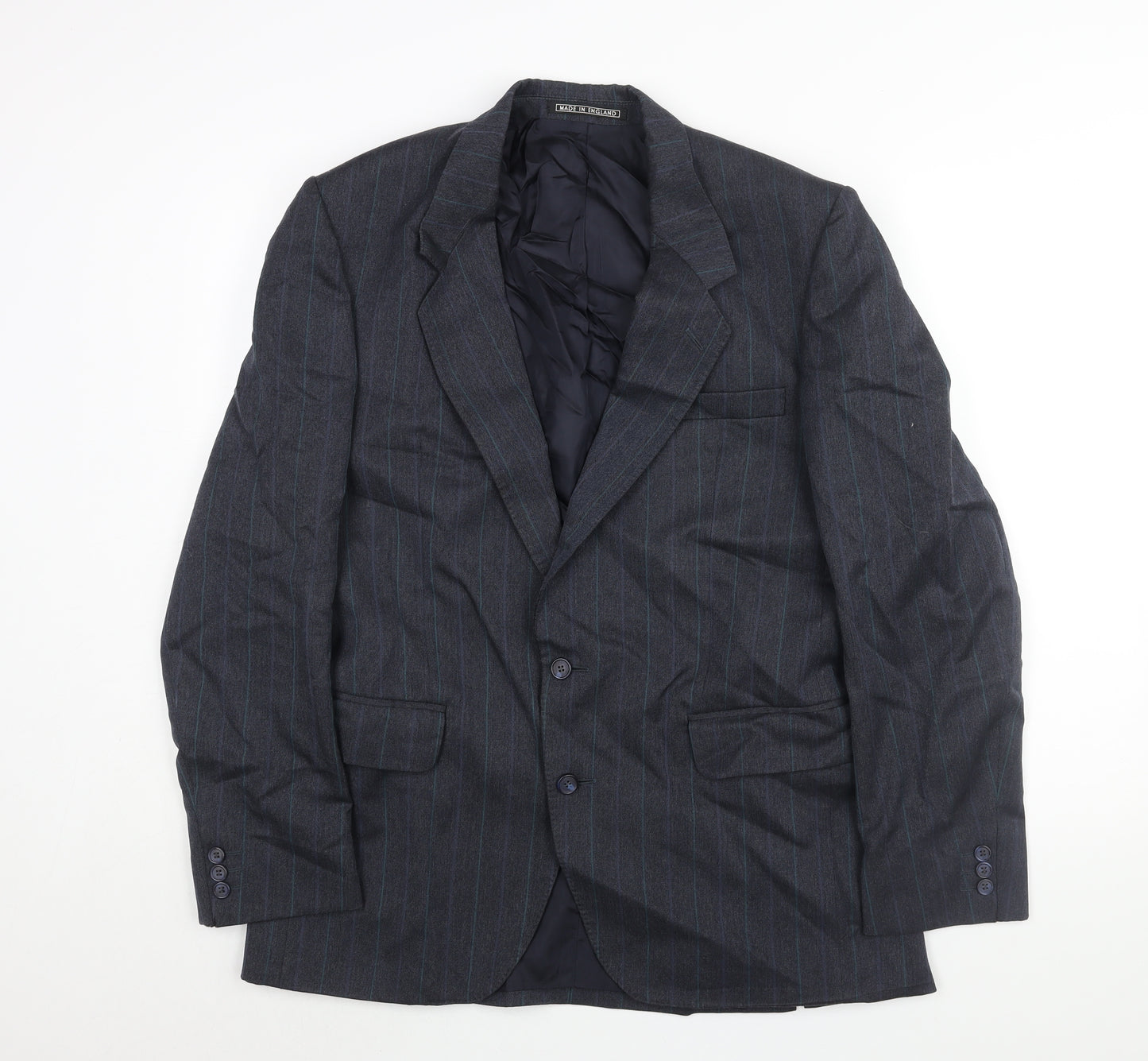 Benjamin Simon Mens Blue Striped Wool Jacket Suit Jacket Size 40 Regular