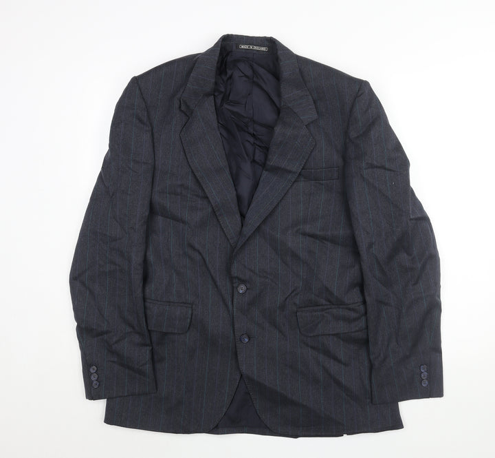 Benjamin Simon Mens Blue Striped Wool Jacket Suit Jacket Size 40 Regular