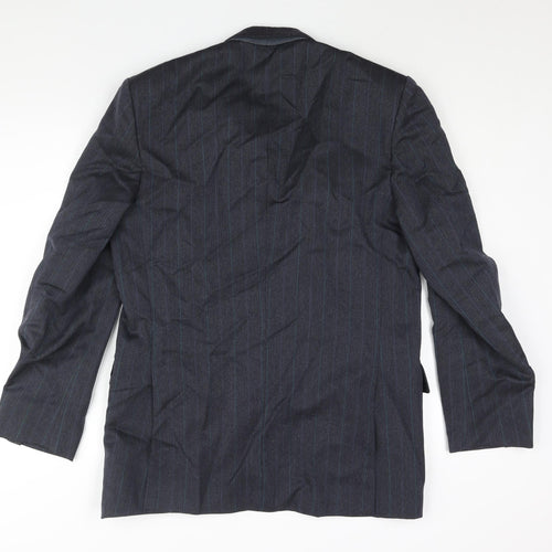 Benjamin Simon Mens Blue Striped Wool Jacket Suit Jacket Size 40 Regular