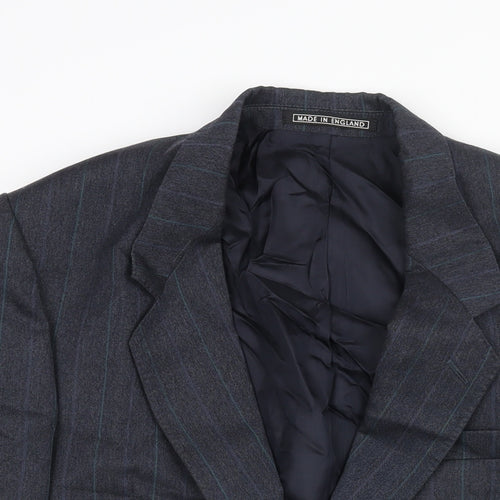 Benjamin Simon Mens Blue Striped Wool Jacket Suit Jacket Size 40 Regular