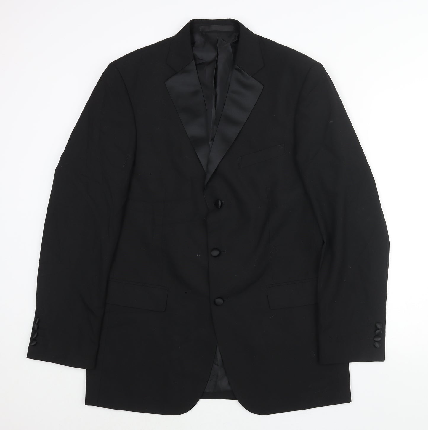 Marks and Spencer Mens Black Polyester Tuxedo Suit Jacket Size 40 Regular - Satin Lapel