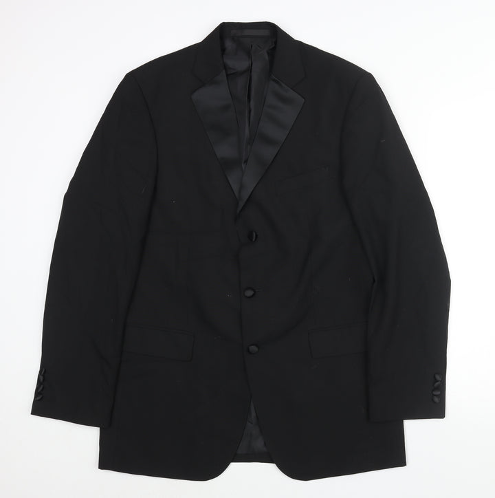 Marks and Spencer Mens Black Polyester Tuxedo Suit Jacket Size 40 Regular - Satin Lapel