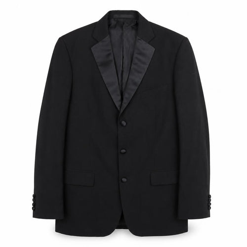 Marks and Spencer Mens Black Polyester Tuxedo Suit Jacket Size 40 Regular - Satin Lapel