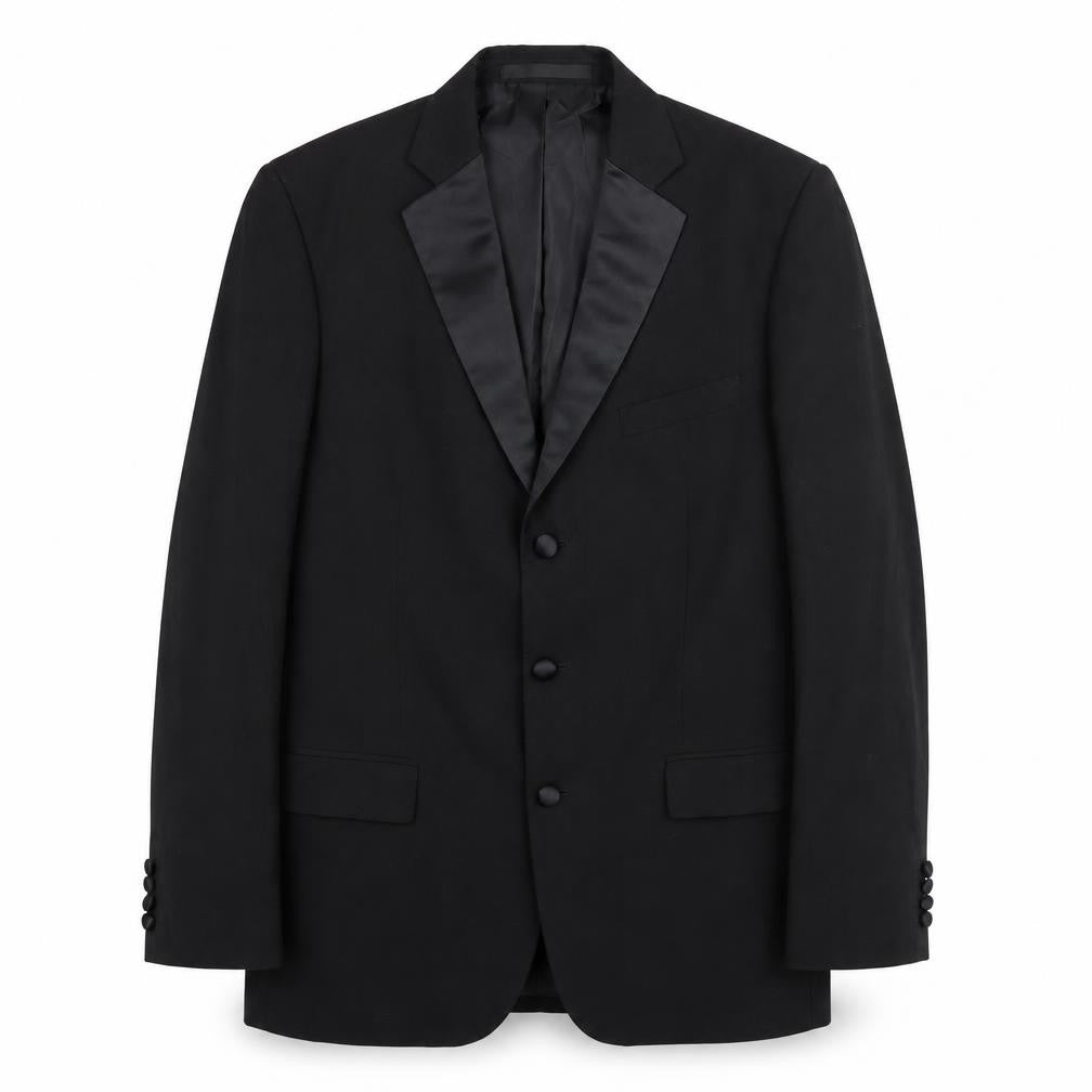 Marks and Spencer Mens Black Polyester Tuxedo Suit Jacket Size 40 Regular - Satin Lapel