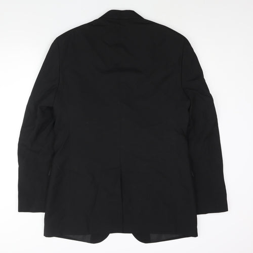 Marks and Spencer Mens Black Polyester Tuxedo Suit Jacket Size 40 Regular - Satin Lapel