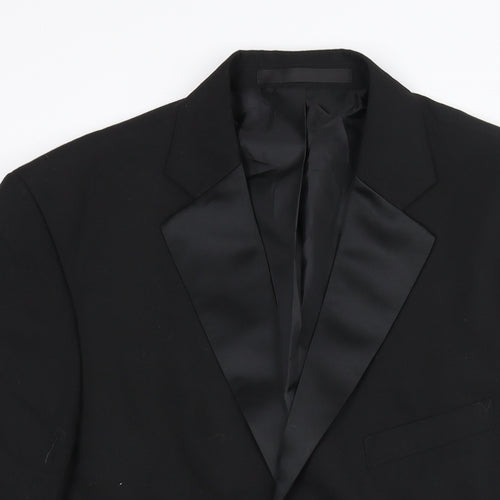 Marks and Spencer Mens Black Polyester Tuxedo Suit Jacket Size 40 Regular - Satin Lapel