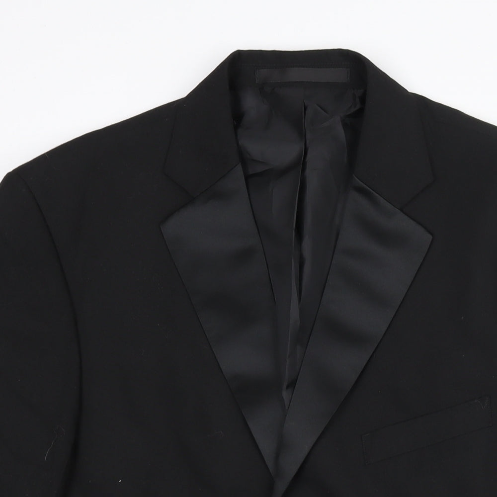 Marks and Spencer Mens Black Polyester Tuxedo Suit Jacket Size 40 Regular - Satin Lapel