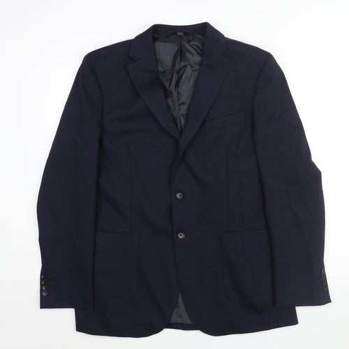 Marks and Spencer Mens Blue Polyester Jacket Suit Jacket Size 42 Regular
