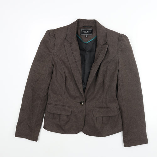 NAM & Co Womens Brown Herringbone Polyester Jacket Suit Jacket Size 10
