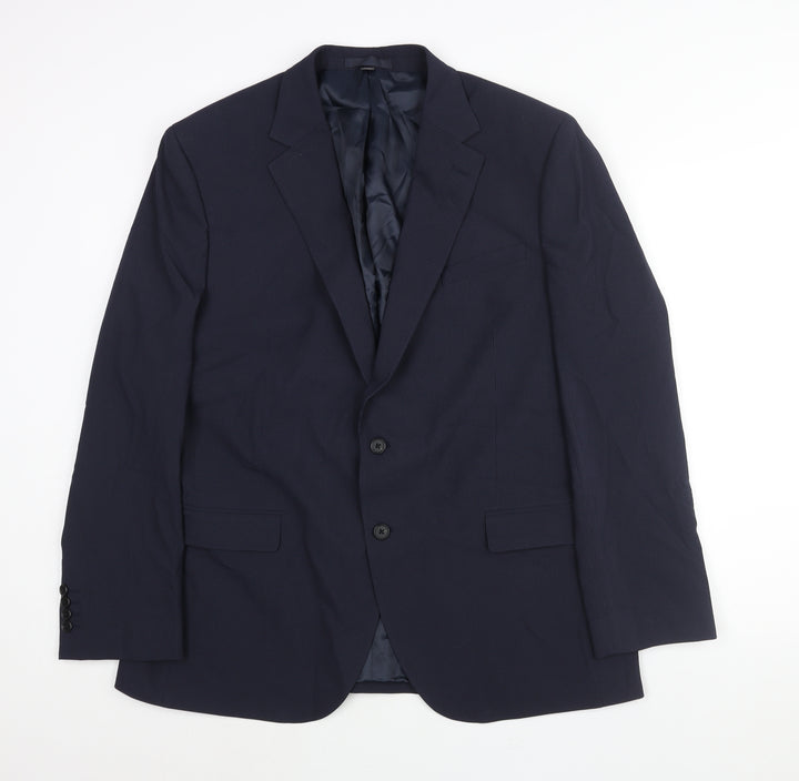 Marks and Spencer Mens Blue Striped Polyester Jacket Suit Jacket Size 44 Regular