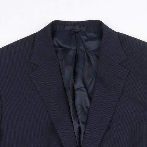 Marks and Spencer Mens Blue Striped Polyester Jacket Suit Jacket Size 44 Regular
