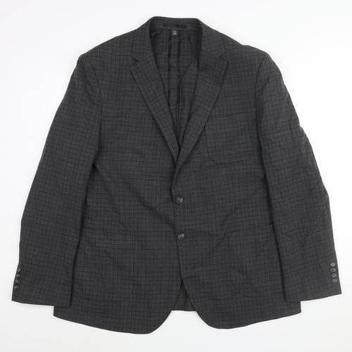 Marks and Spencer Mens Grey Check Polyester Jacket Suit Jacket Size 46 Regular - Unlined