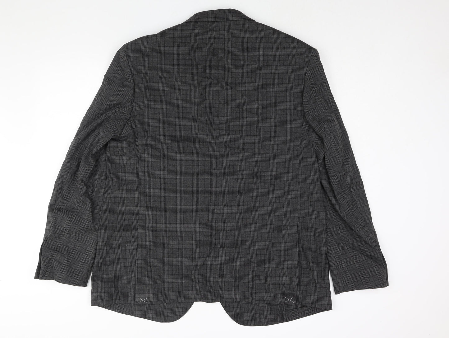 Marks and Spencer Mens Grey Check Polyester Jacket Suit Jacket Size 46 Regular - Unlined