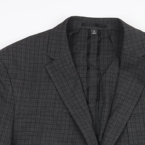 Marks and Spencer Mens Grey Check Polyester Jacket Suit Jacket Size 46 Regular - Unlined