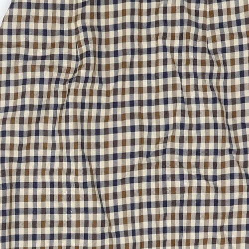 Aquascutum Womens Beige Check Wool A-Line Skirt Size 30 in Zip - Closed Vent