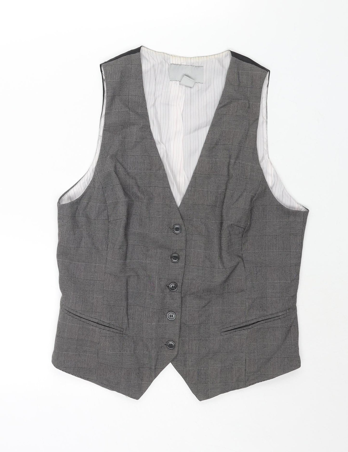 H&M Womens Green Check Polyester Jacket Suit Waistcoat Size 14
