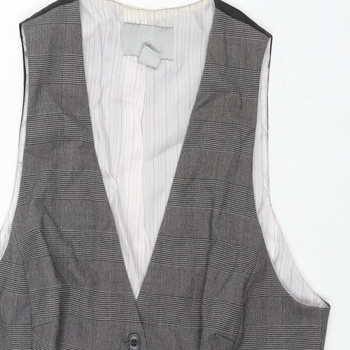 H&M Womens Green Check Polyester Jacket Suit Waistcoat Size 14