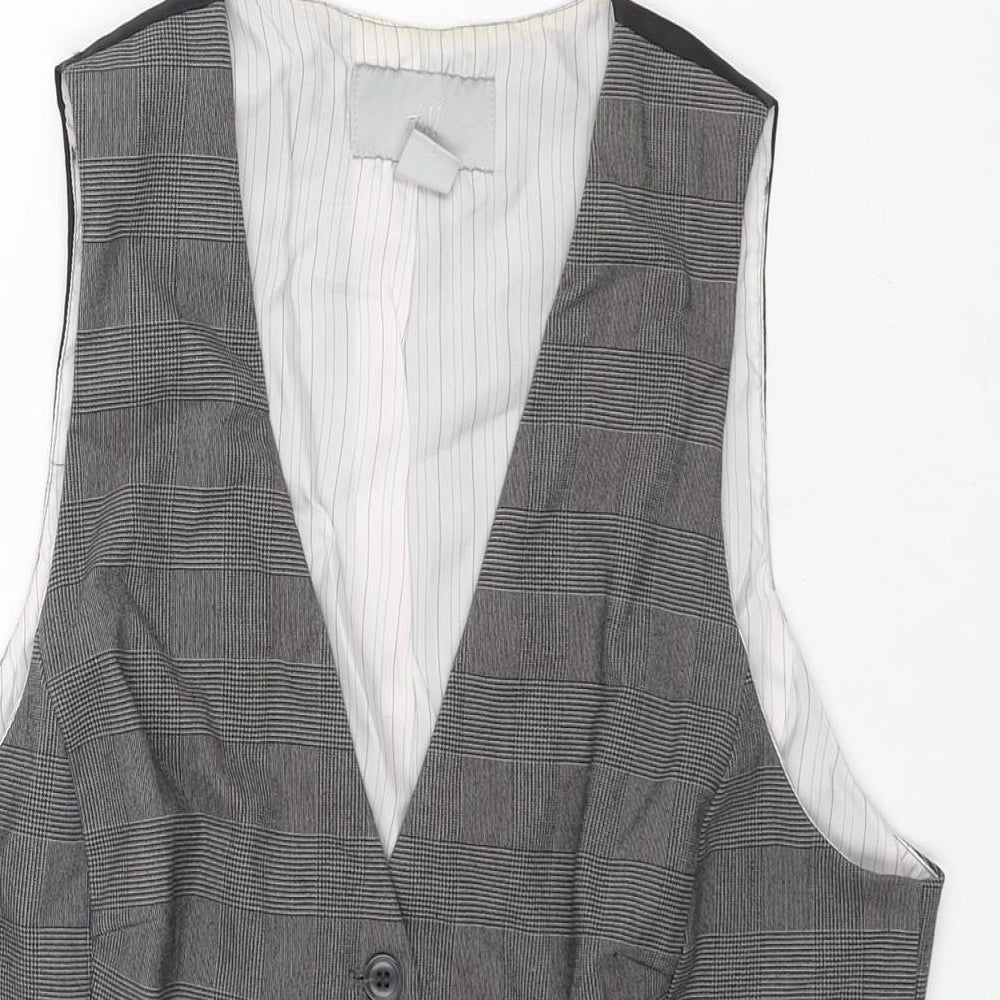 H&M Womens Green Check Polyester Jacket Suit Waistcoat Size 14