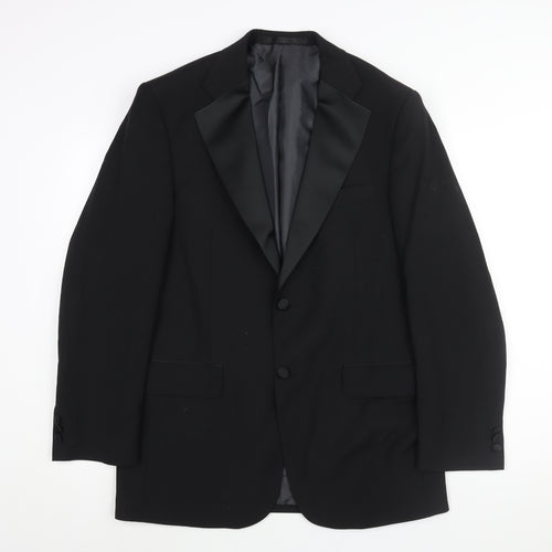 Marks and Spencer Mens Black Polyester Tuxedo Suit Jacket Size 40 Regular - Satin Lapel