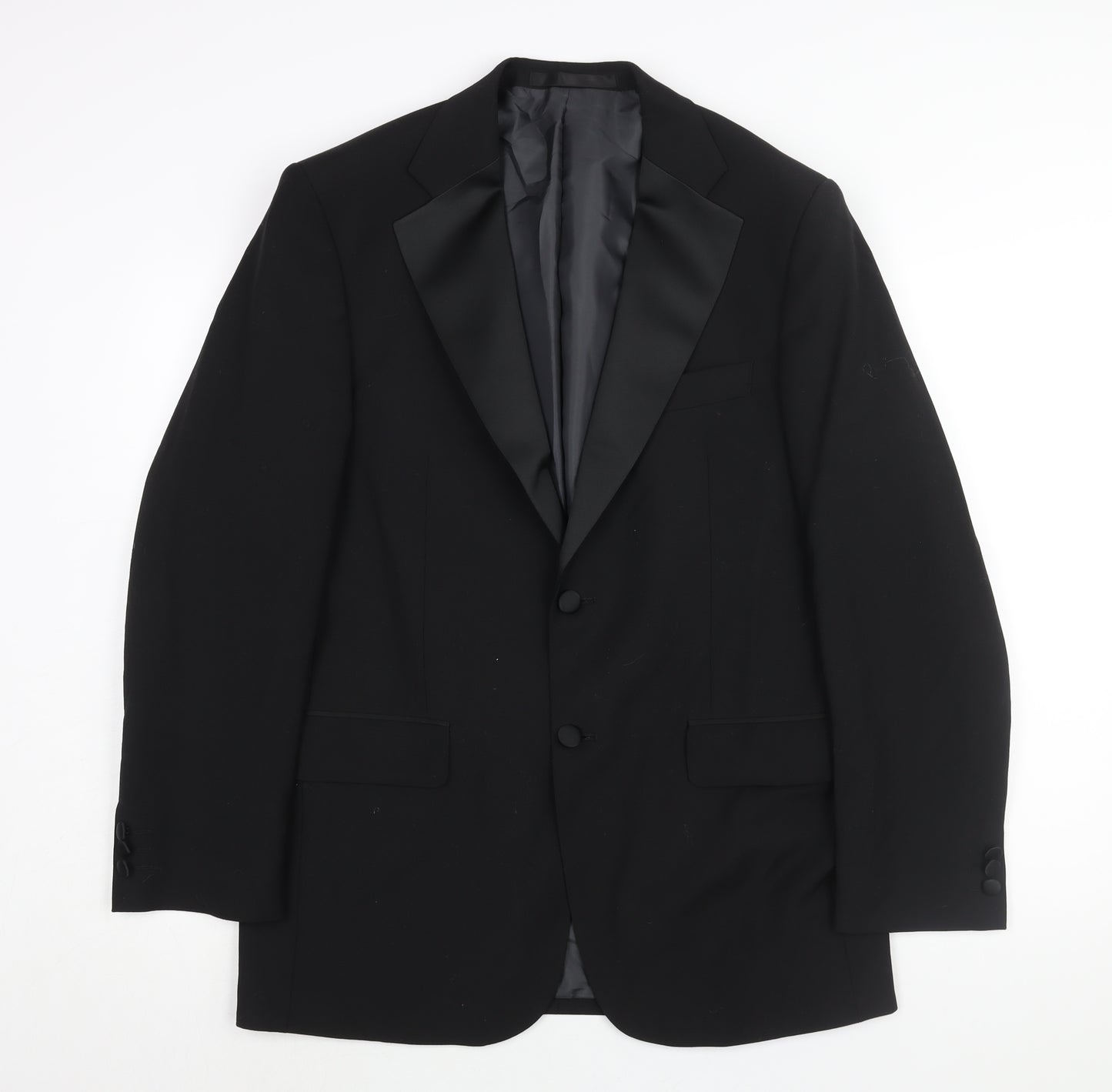 Marks and Spencer Mens Black Polyester Tuxedo Suit Jacket Size 40 Regular - Satin Lapel