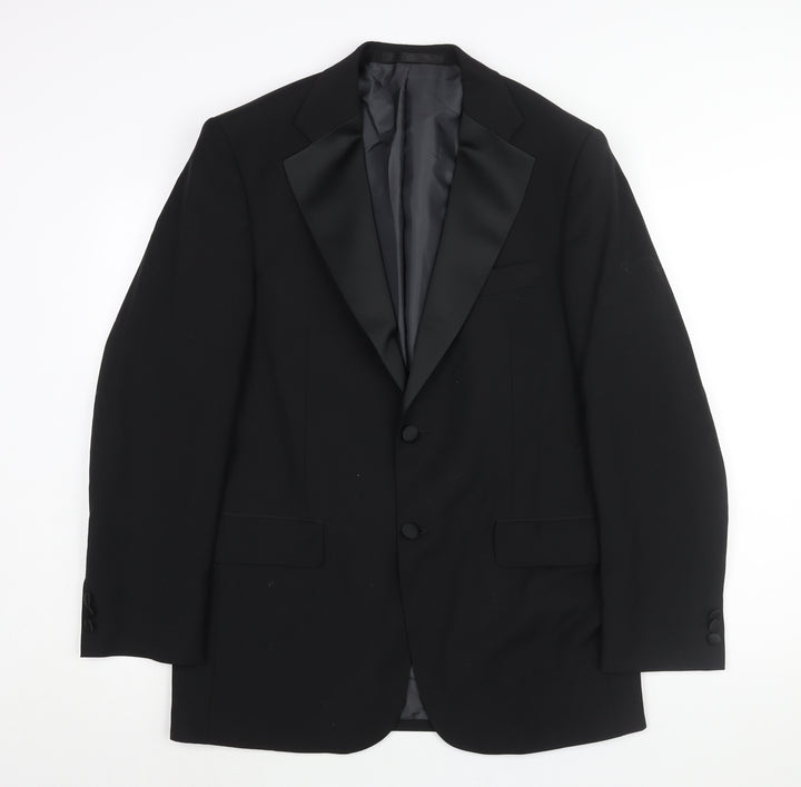 Marks and Spencer Mens Black Polyester Tuxedo Suit Jacket Size 40 Regular - Satin Lapel