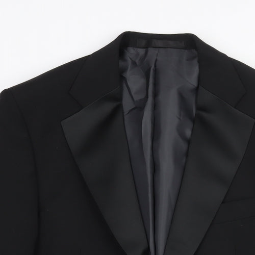 Marks and Spencer Mens Black Polyester Tuxedo Suit Jacket Size 40 Regular - Satin Lapel