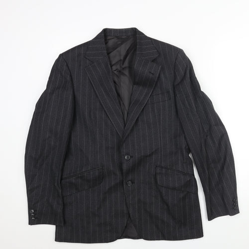 Rackhams Mens Black Striped Wool Jacket Suit Jacket Size 38 Regular