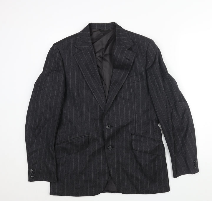 Rackhams Mens Black Striped Wool Jacket Suit Jacket Size 38 Regular