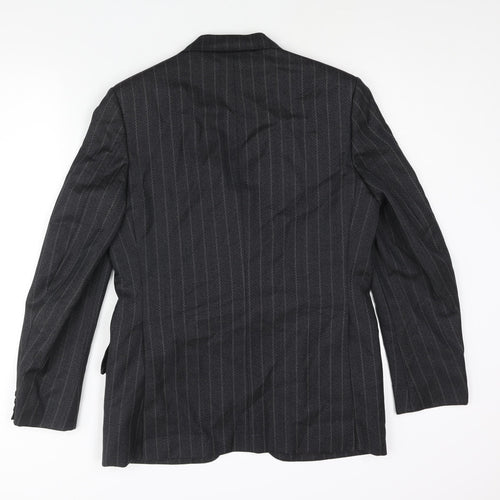 Rackhams Mens Black Striped Wool Jacket Suit Jacket Size 38 Regular
