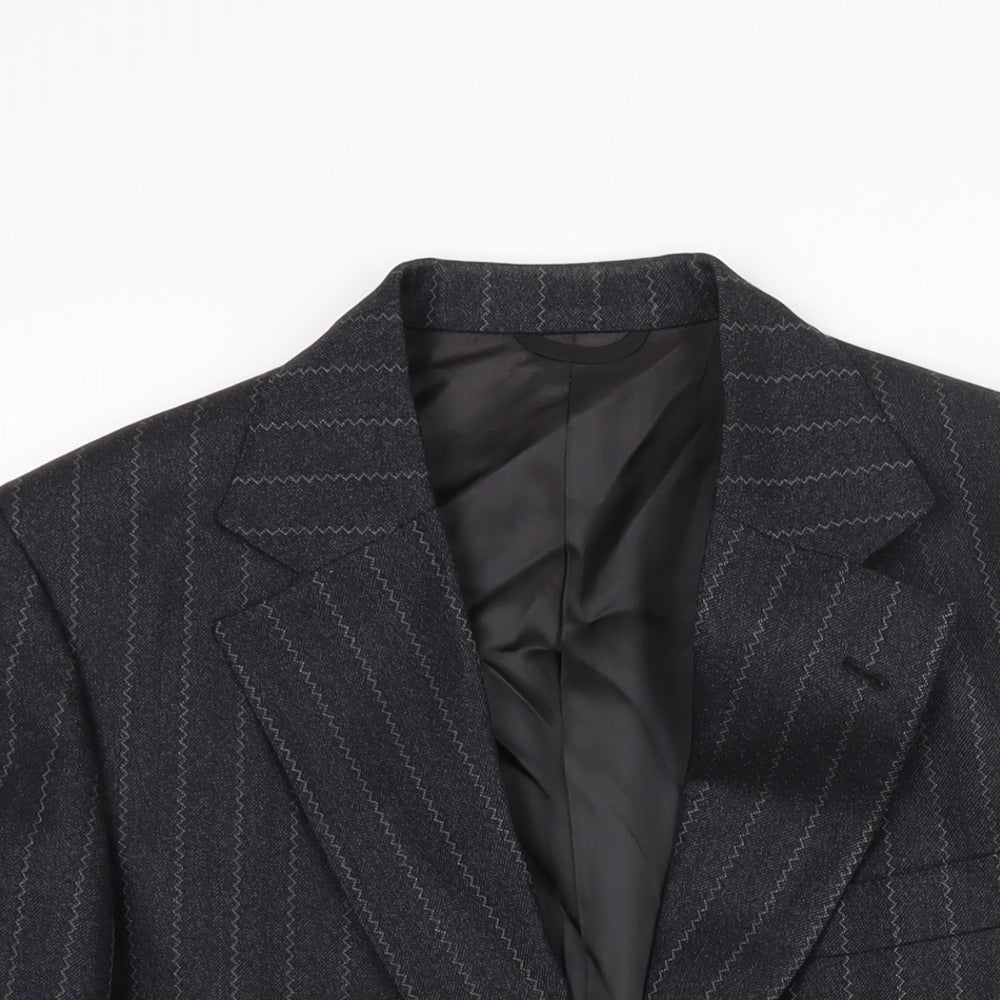 Rackhams Mens Black Striped Wool Jacket Suit Jacket Size 38 Regular
