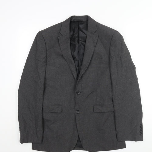 Burton Mens Grey Polyester Jacket Suit Jacket Size 36 Regular