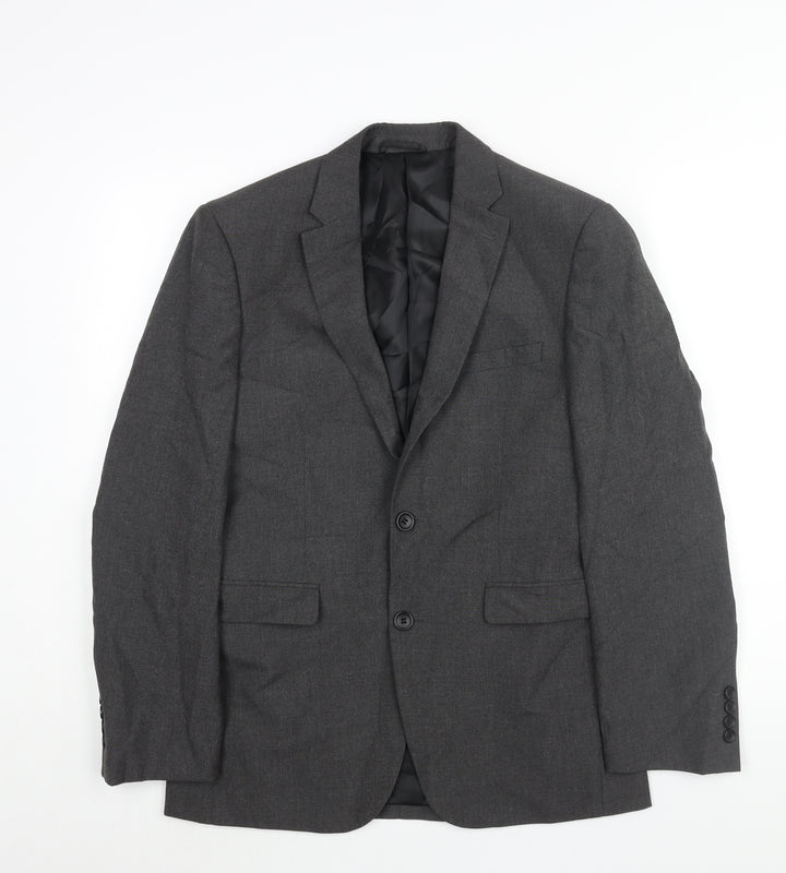 Burton Mens Grey Polyester Jacket Suit Jacket Size 36 Regular