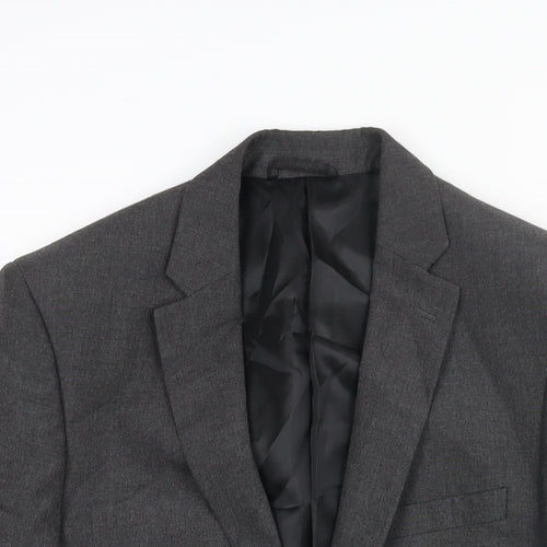 Burton Mens Grey Polyester Jacket Suit Jacket Size 36 Regular