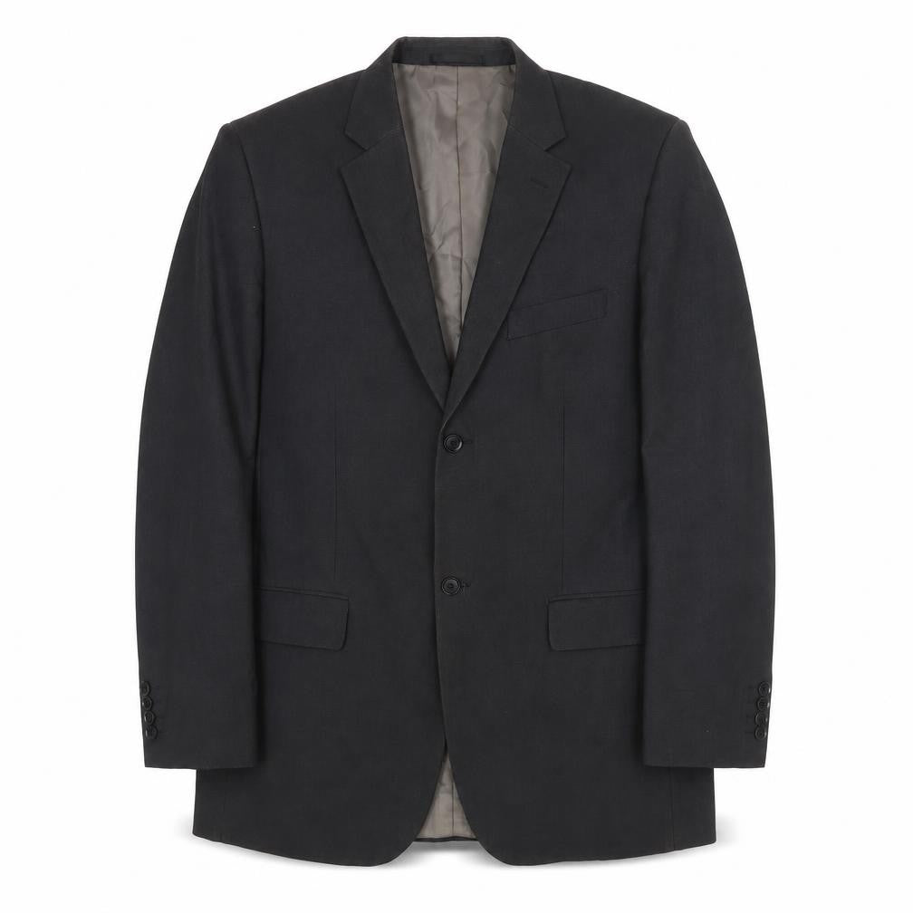 Front view of Linea men’s black polyester jacket suit jacket, size 42, regular