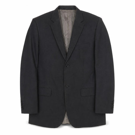 Front view of Linea men’s black polyester jacket suit jacket, size 42, regular