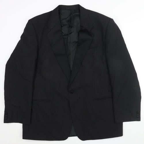St Michael Mens Black Polyester Tuxedo Suit Jacket Size 44 Regular - Satin Lapel