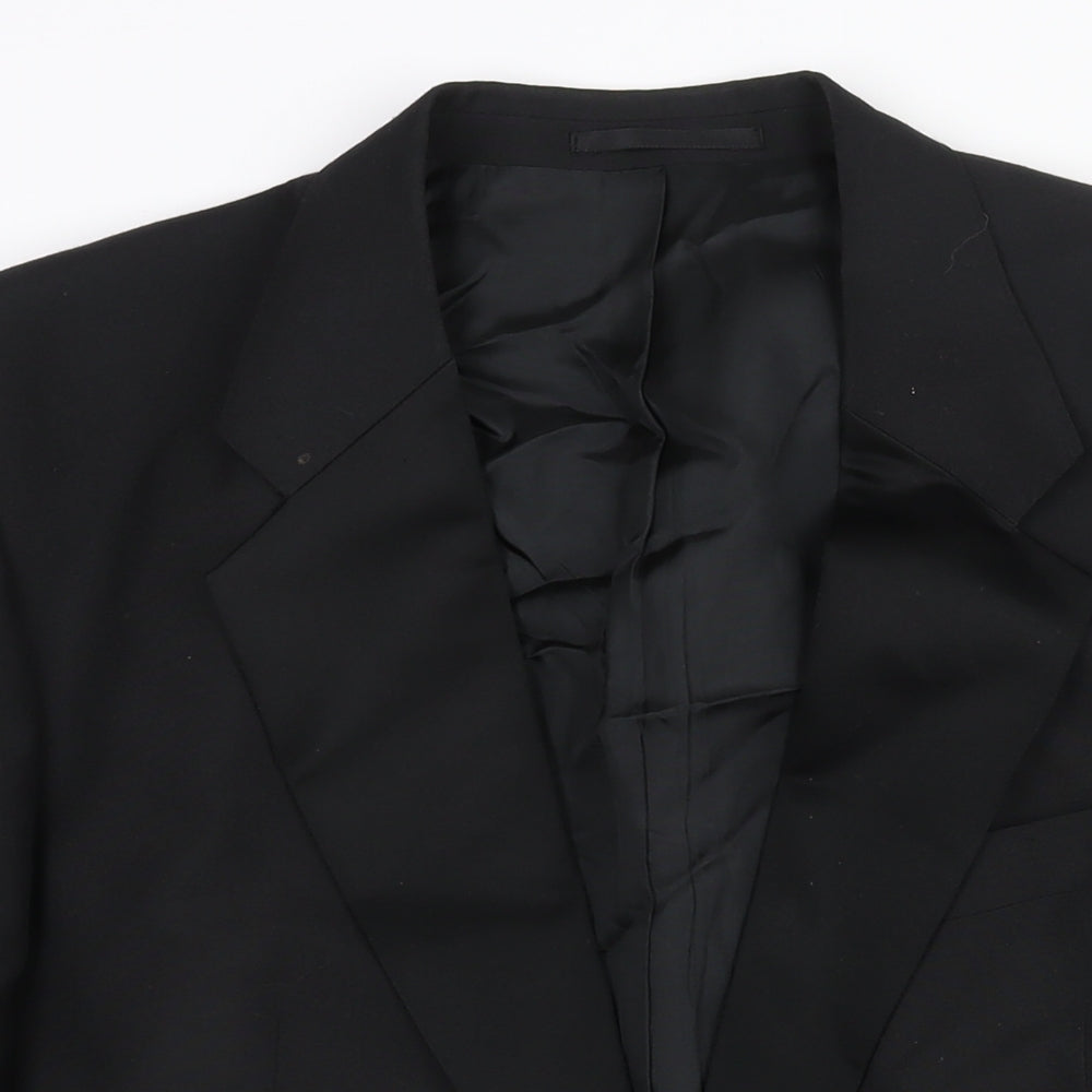 St Michael Mens Black Polyester Tuxedo Suit Jacket Size 44 Regular - Satin Lapel