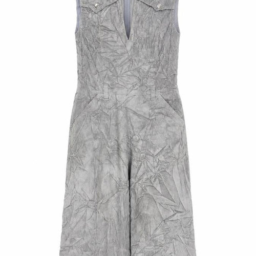 Paul Seperates Womens Grey Cotton Fit & Flare Size 10 V-Neck Zip