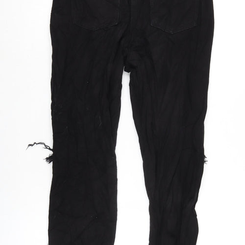 Parisian Womens Black Cotton Tapered Jeans Size 8 L27 in Regular Zip