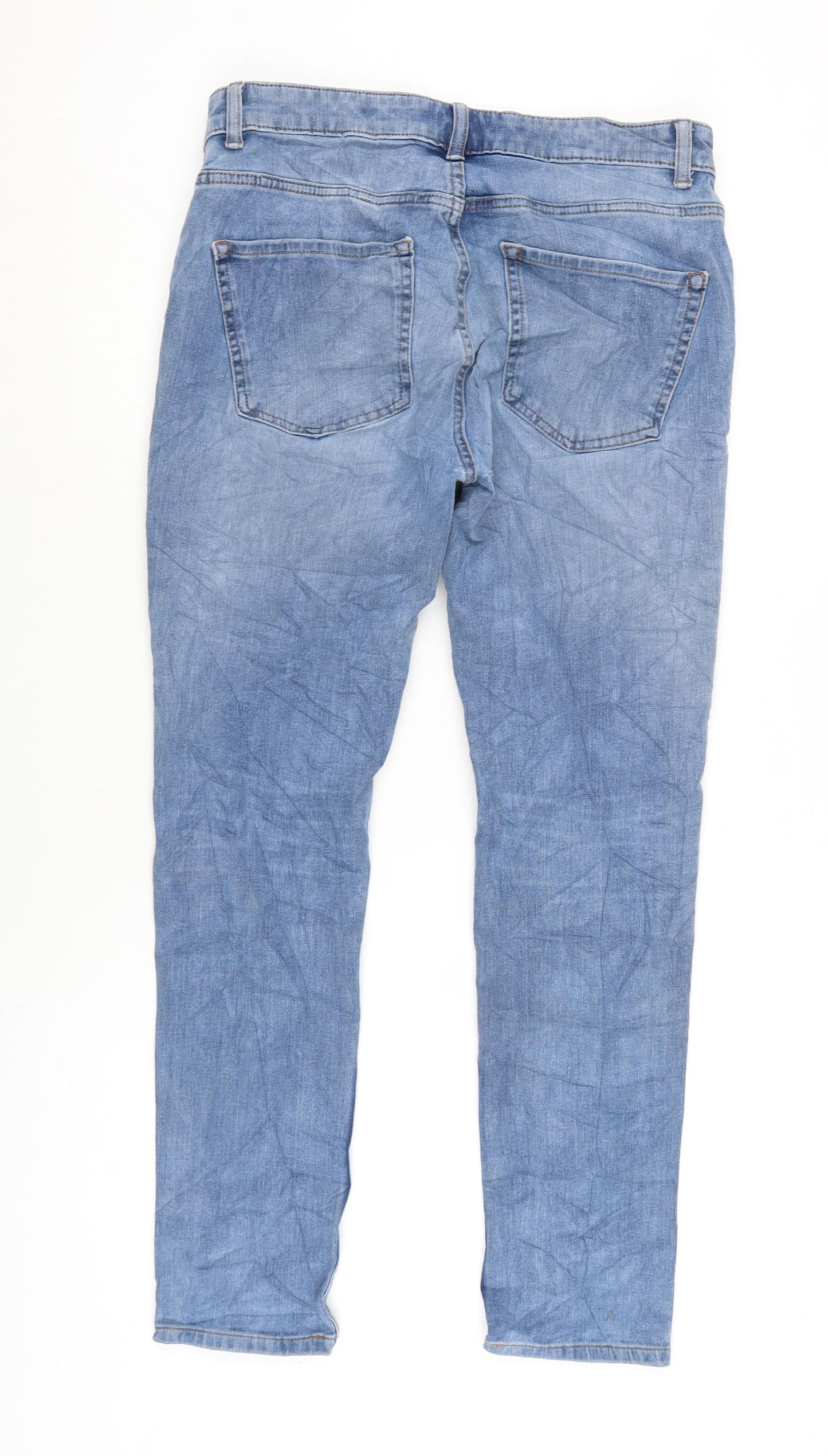 NEXT Mens Blue Cotton Blend Skinny Jeans Size 32 in L26 in Regular Zip