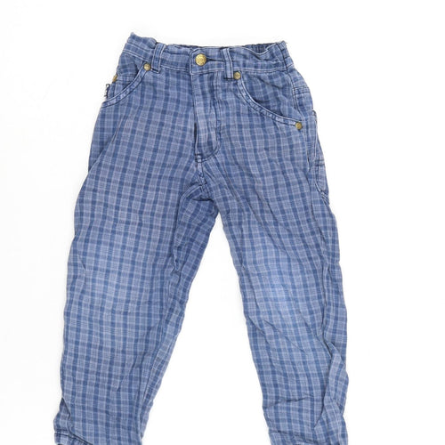 pacific blue Boys Blue Cotton Straight Jeans Size 2-3 Years Regular Zip - Inside leg-14In- Checked pattern.