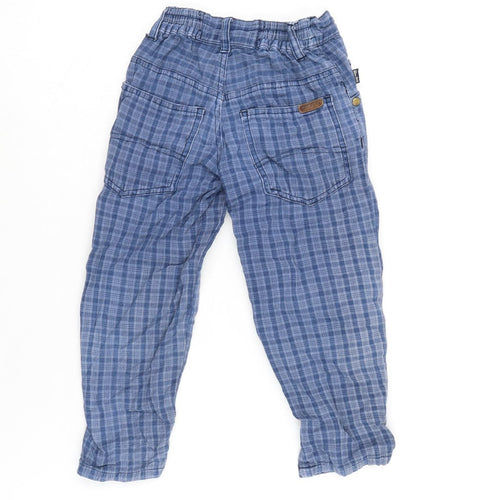 pacific blue Boys Blue Cotton Straight Jeans Size 2-3 Years Regular Zip - Inside leg-14In- Checked pattern.