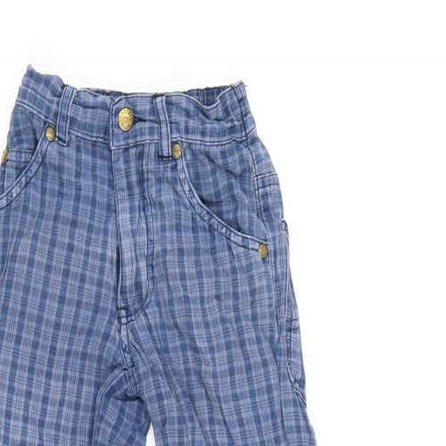 pacific blue Boys Blue Cotton Straight Jeans Size 2-3 Years Regular Zip - Inside leg-14In- Checked pattern.