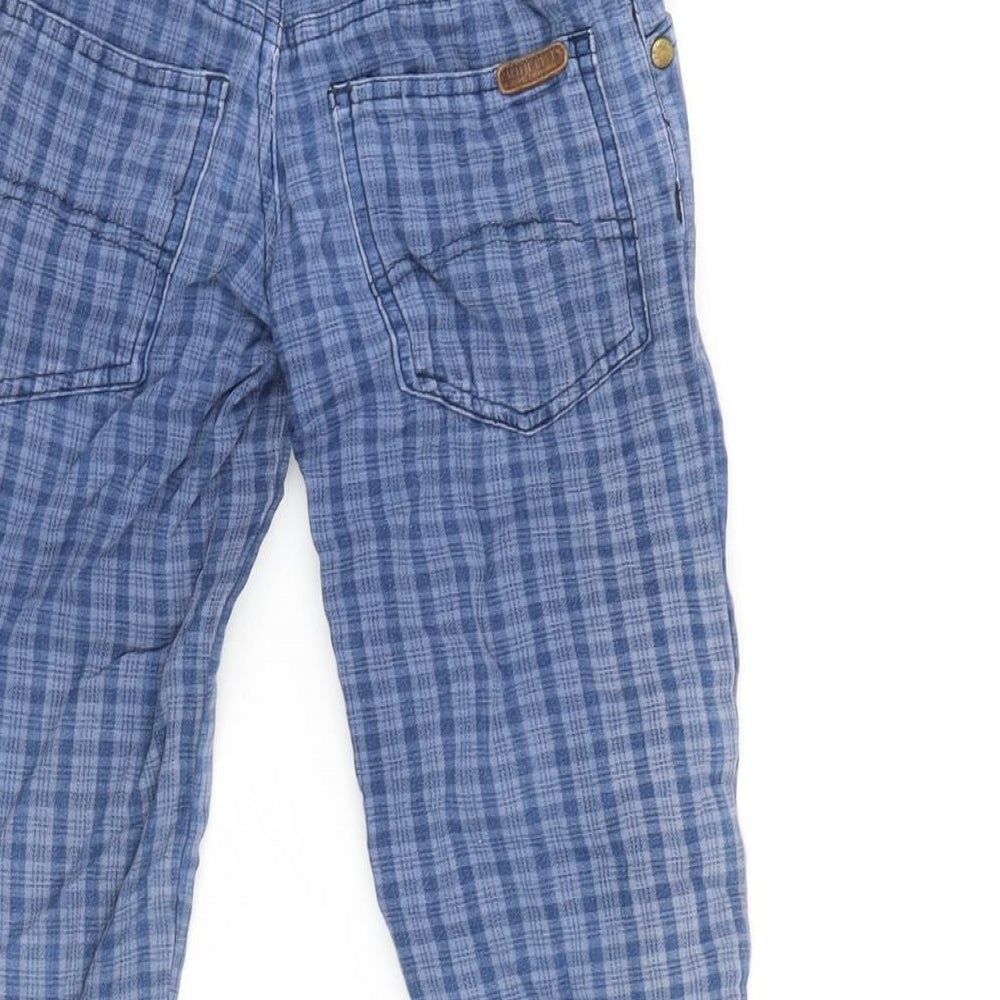 pacific blue Boys Blue Cotton Straight Jeans Size 2-3 Years Regular Zip - Inside leg-14In- Checked pattern.