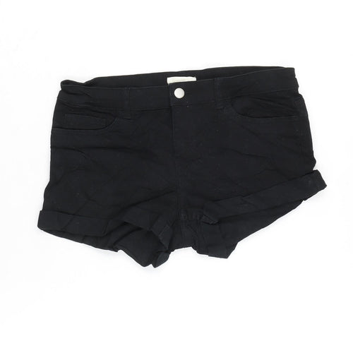 H&M Womens Black Cotton Boyfriend Shorts Size 8 Regular Zip