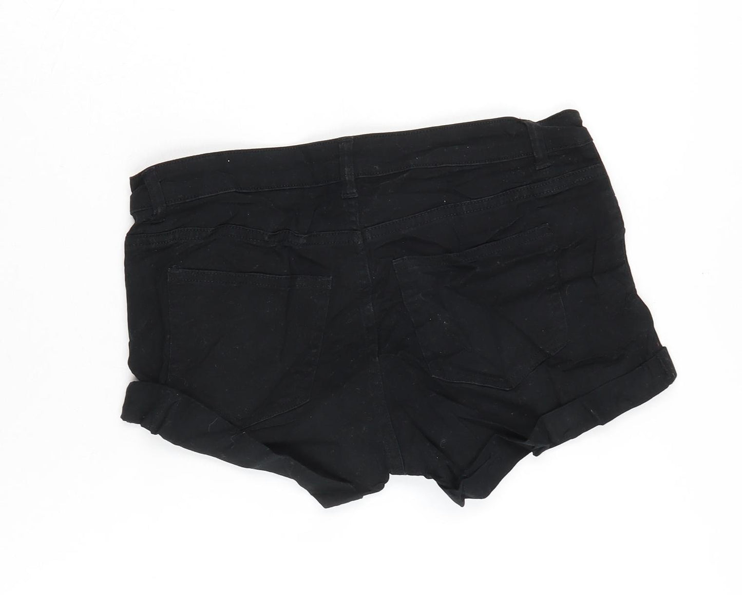 H&M Womens Black Cotton Boyfriend Shorts Size 8 Regular Zip