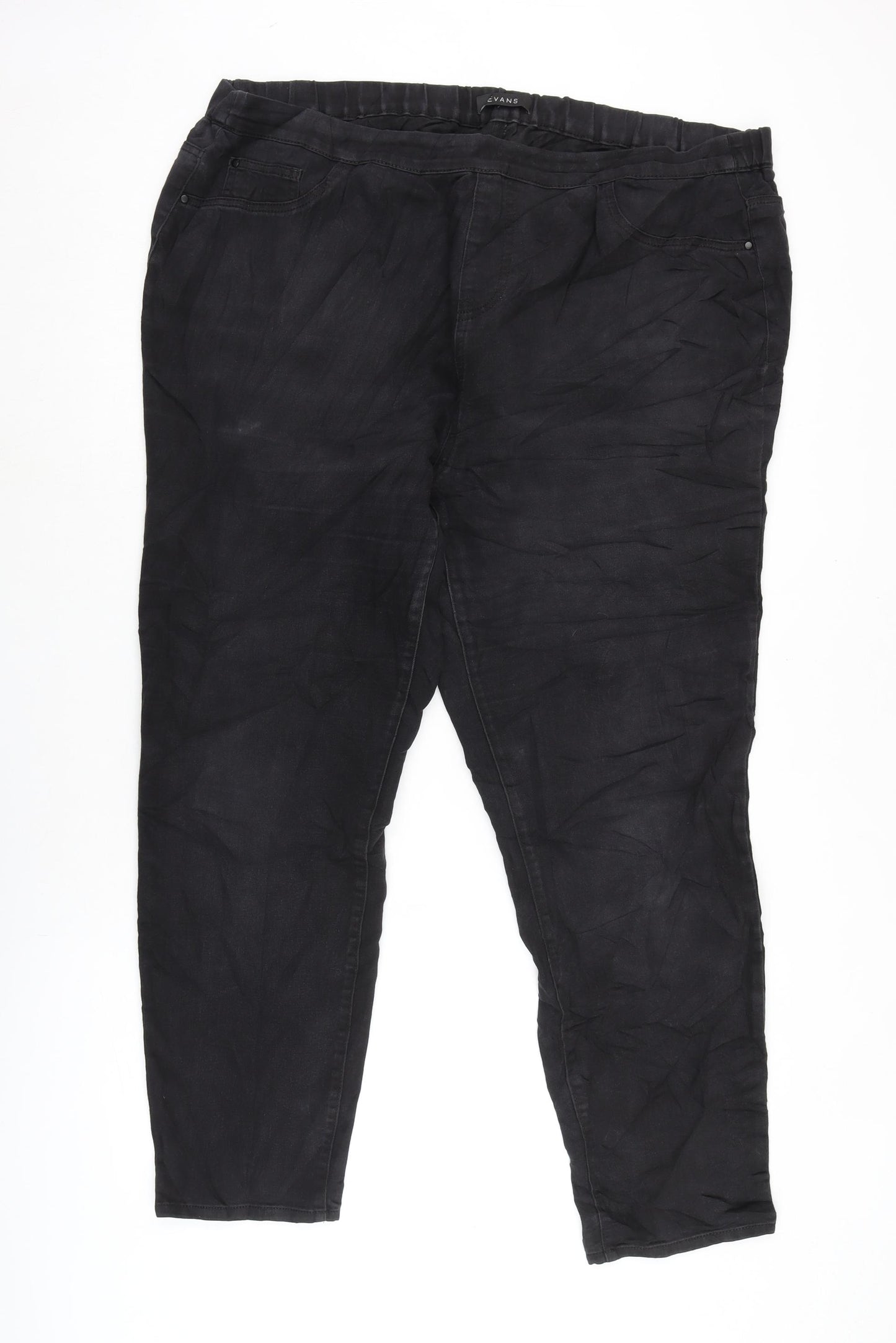 Evans Womens Black Cotton Blend Jegging Jeans Size 22 L28 in Regular